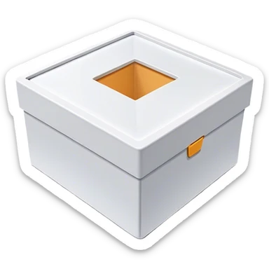 A simple, minimalist open magic box with a subtle shadow underneath, symbolizing an empty space ready to be filled. The design is flat, modern, and uncluttered, perfect for an empty state UI. sticker