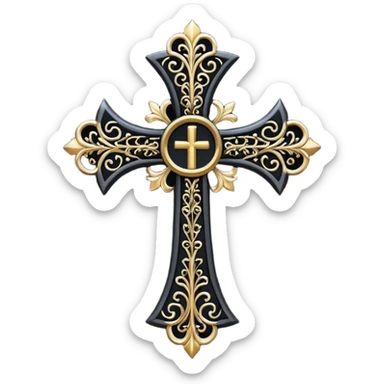 black goth cross sticker
