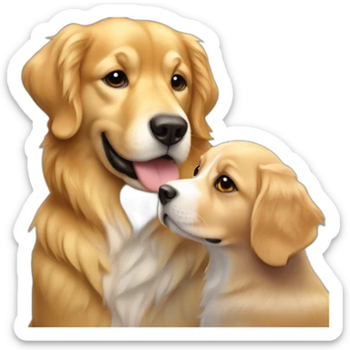F1 car petting Golden retriever sticker