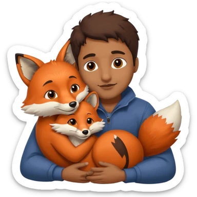 A fox and a brown guy cuddling sticker