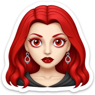 vampira de pele cinza com os olhos vermelhos, cabelos longos e ondulados, com o dedo apontando para a bochecha sticker