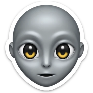 Grey alien head, almond-shaped eyes solid black, entire eye black, no white or iris, slanted, pale grey skin, cartoon emoji, no background


 sticker