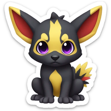 Cute cool dark black red purple yellow animal hybrid Fakemon full body sticker