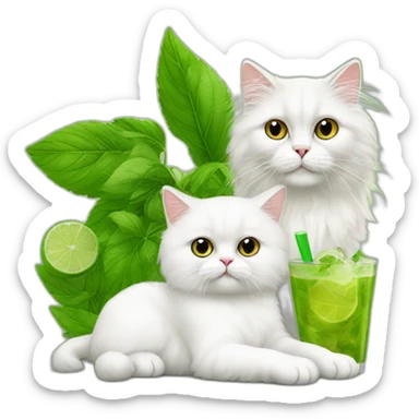 Mojito and white Persian cat sticker