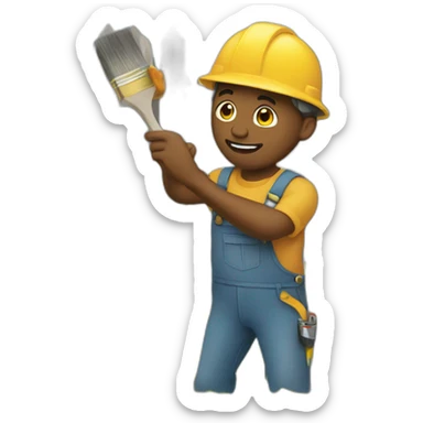 a man paints a fence sticker