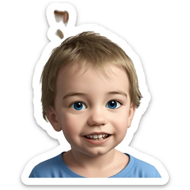 smiling boy in blue shirt sticker