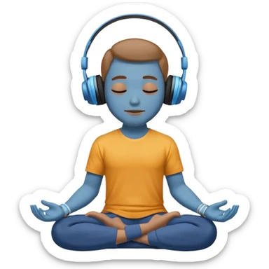 man meditating with headphones sticker