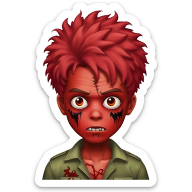 Boy zombie with kinky hair red sticker