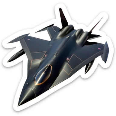 SR-71 Blackbird - Lockheed Martin (Stealth Grey) A sleek, high-speed reconnaissance aircraft with an elongated, needle-like fuselage and a smooth, aerodynamic design. The body is finished in a deep, matte jet-black with subtle panel lines and heat-resistant detailing. Its twin engines are seamlessly integrated into the structure, with sharp, swept-back wings that emphasize speed and stealth. The cockpit canopy is tinted, adding to its mysterious, high-tech aesthetic, while the overall silhouette exudes an aura of unmatched velocity and secrecy. sticker