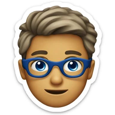 blue eyed boy with googles on sticker