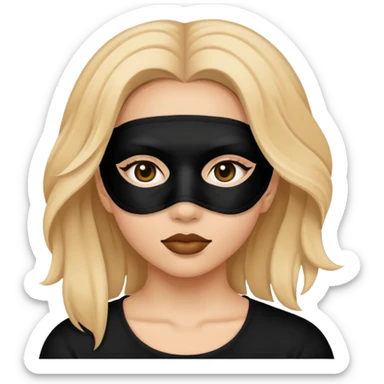 Girl in black textile mask on face sticker