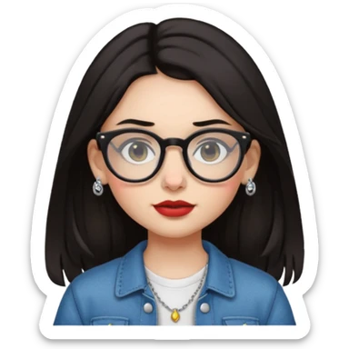 sarah babygirl dark hair and glasses with nose piercing and earrings and cool clothes sticker