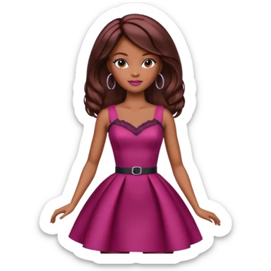 black barbie with brown hair with burgundy highlights  sticker