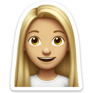 smiling girl with long hair no teeth smile sticker