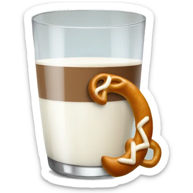 A glass of milk with a pretzel sticker
