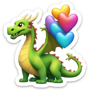 gragon with hearts abov it sticker