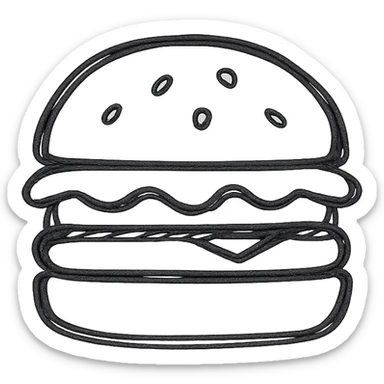 hamburger icon, line art, no fill, minimalist sticker