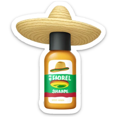 Shampoo bottle wearing a Mexican sombrero sticker