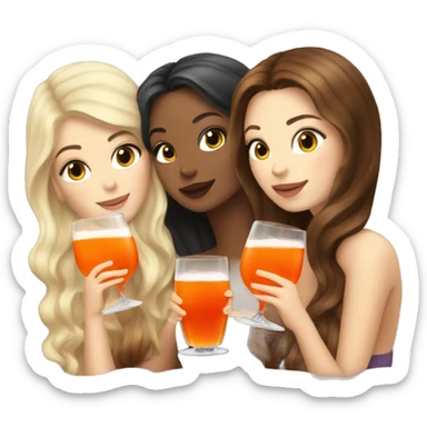 Three beautiful mermaids (two brown hair and blond one) drinking aperol sticker