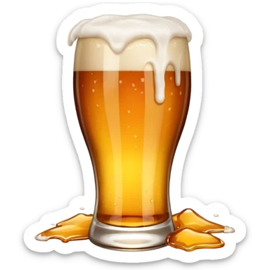 Broken beer glass spilled beer  sticker
