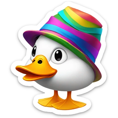 Duck with a spinning hat sticker