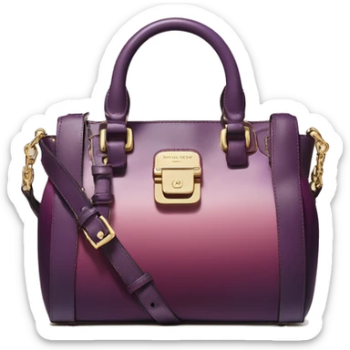 Realistic isolated plum purple to wine color ombre michael kors satchel purse without a strap.  sticker