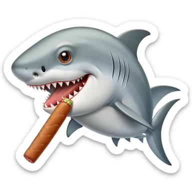 Tiburón comiendo salchichas y fumando un cigarro  sticker