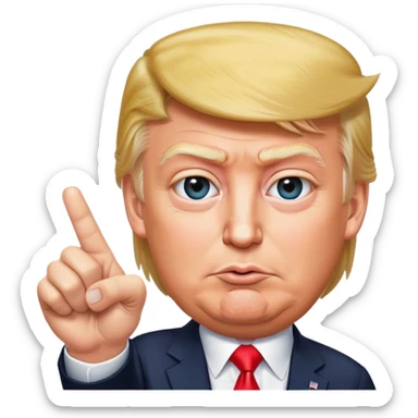 Super realistic Donald Trump pointing index finger up, realistic face sticker