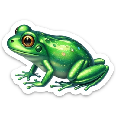 Glitter Green Frog cute sticker