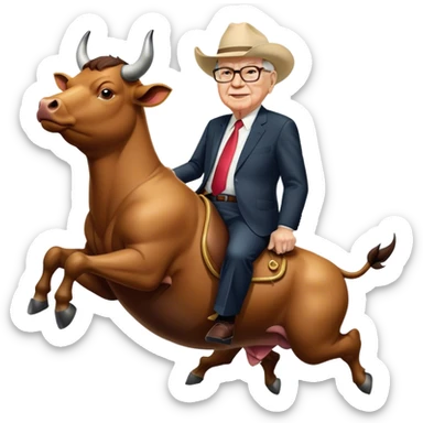 Warren Buffet riding bull sticker