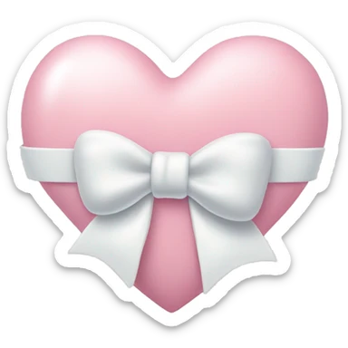 Pastel pink heart with white bow sticker