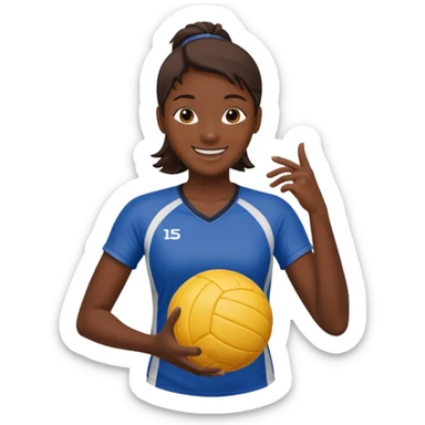 volleyball player, dark skin, with volleyball ball sticker