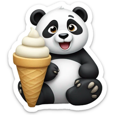 Panda eating ice cream sticker