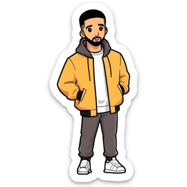 Toronto celebrity, actor and musicians drake 2024 illustration, sticker. must be ultra hyperrealistic, and mirco-detailed, 3D sticker design
 Must be 8k hd, 8000x8000px resolution. Must use very thin transparent smooth lines sticker