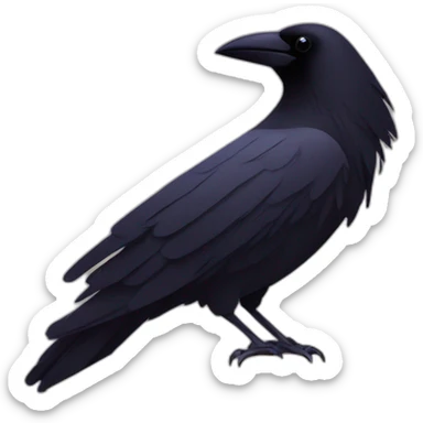 A stylized, abstract raven perched on a book, both in minimalist design sticker