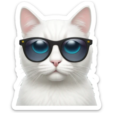 serious white cat with sunglasses sticker