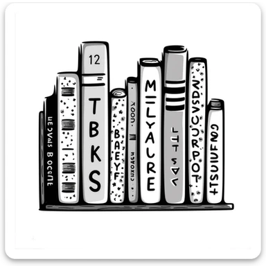 hand-drawn bookshelf with row of books of different sizes and colors sticker