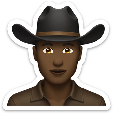 Black Cowboy hat kissing flirting light brown face sticker