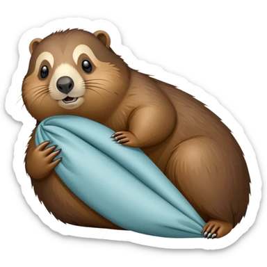Marmota durmiendo mientras suena el despertador sticker