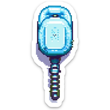microphone icon, pixel art style, retro and blocky sticker