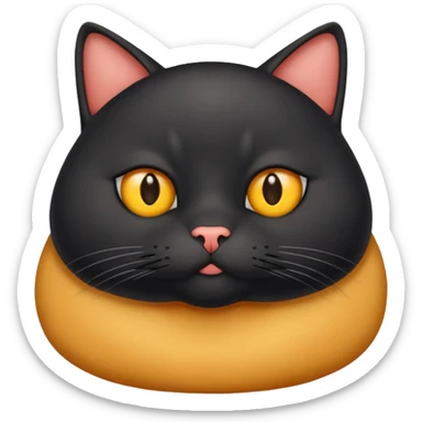 Un gato negro gordito con los ojos de color amarillos sentado sticker
