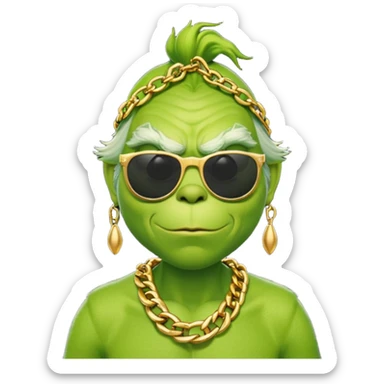 Grinch wearing sunglasses and chain sticker
