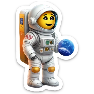 small bitcoin robot moon profit astronaut sticker