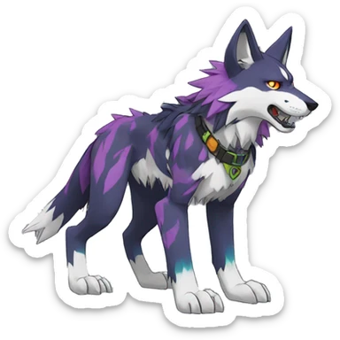  Cool Edgy Colorful Digimon-Fakemon-Wolf with edgy markings full body sticker