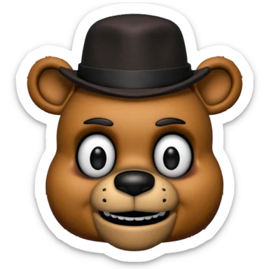 Freddy Fazbear with black and tiny hat from Five Nights At Freddy's Movie sticker