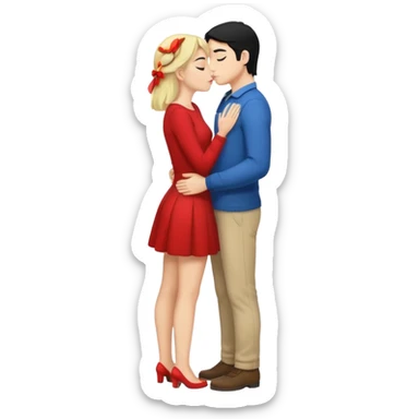 couple kissing black hair man blonde woman full body sticker