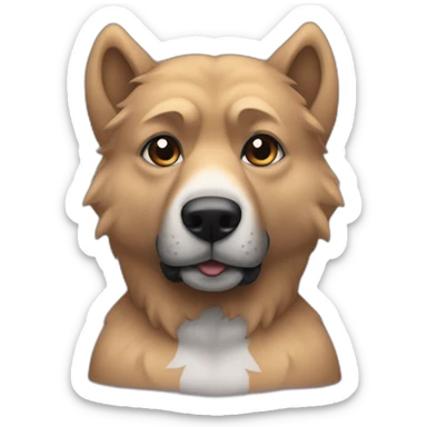 Chico guapo con barba con perro lobo sticker