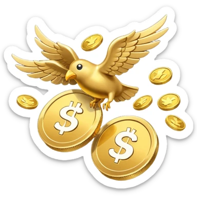 coins fly sticker