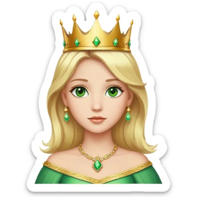 beautiful princess with blonde hair and striking green eyes wearing a crown sticker