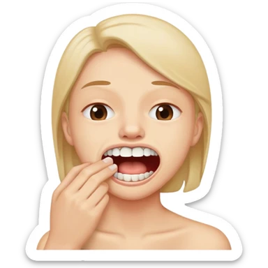 Holding breath while biting bottom lip with teeth sticker